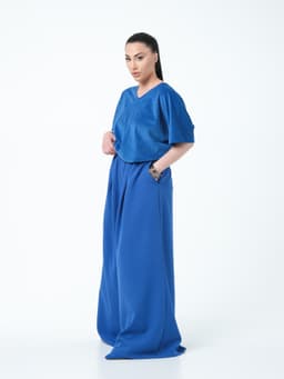 Marbled Velvet Blouse — Royal Blue