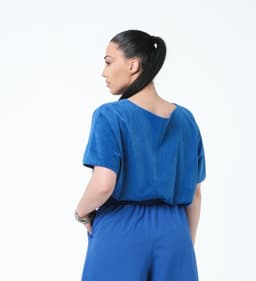 Marbled Velvet Blouse — Royal Blue