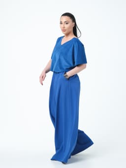 Marbled Velvet Blouse — Royal Blue