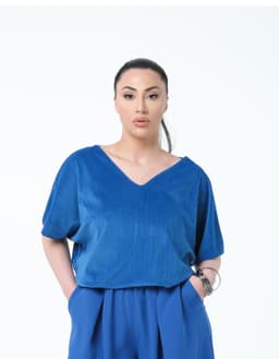 Marbled Velvet Blouse — Royal Blue