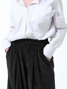 Palazzo Pants with Sash — Marbled Velvet, Black