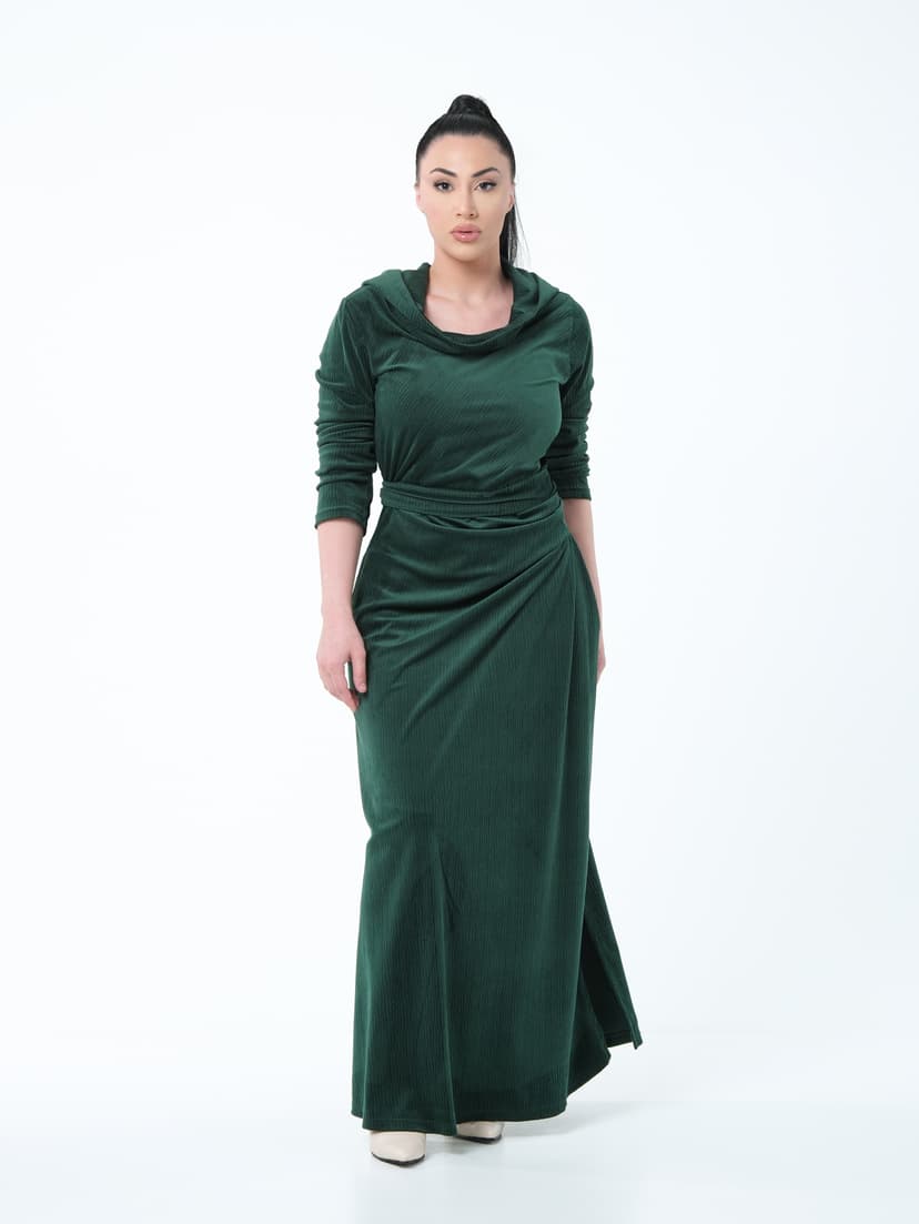 Assassin Draped Dress — Marble Emerald