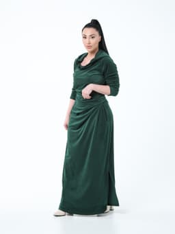 Assassin Draped Dress — Marble Emerald