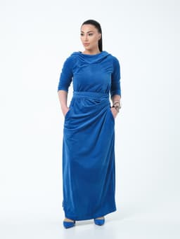 Assassin Draped Dress — Marble Cornflower