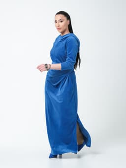 Assassin Draped Dress — Marble Cornflower