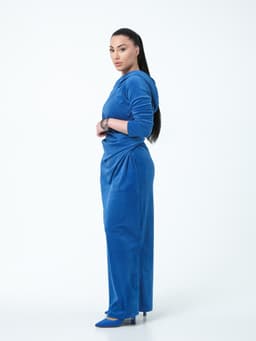 Assassin Draped Dress — Marble Cornflower