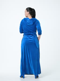 Assassin Draped Dress — Marble Cornflower