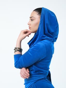 Assassin Draped Dress — Marble Cornflower