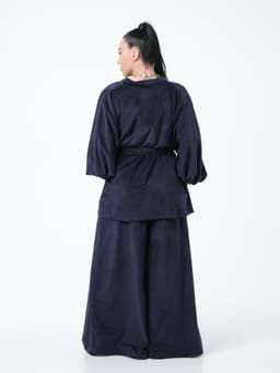 Kaftan with Belt — Micro Corduroy, Ink Blue