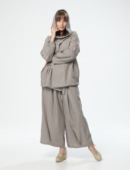 Tie-Waist Culottes — Cappuccino