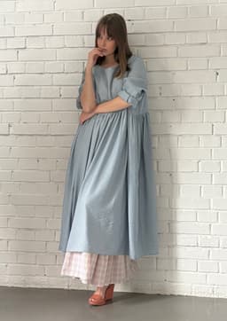 Boho Dress — Crinkled Linen, Sky Blue