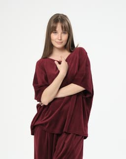 Velvet Blouse — Burgundy