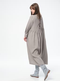 Boho Dress with Skirt — Crinkled Linen, Cappuccino