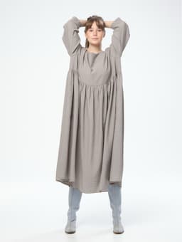 Boho Dress with Skirt — Crinkled Linen, Cappuccino