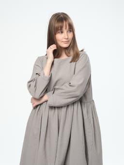 Boho Dress with Skirt — Crinkled Linen, Cappuccino