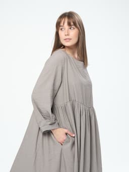 Boho Dress with Skirt — Crinkled Linen, Cappuccino