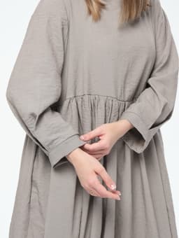 Boho Dress with Skirt — Crinkled Linen, Cappuccino