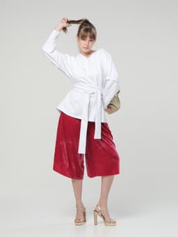 Reversible Longsleeve with Sash — White