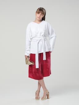 Reversible Longsleeve with Sash — White