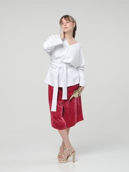 Reversible Longsleeve with Sash — White