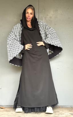 Assassin Dress — Black, Loopback Fleece, Heavy Fabric