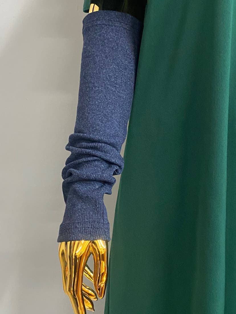 Arm Warmers — Heavy Ribbed Jersey, Blue Melange