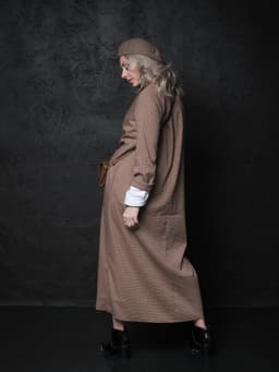 Tailcoat Dress — Sand & Burgundy
