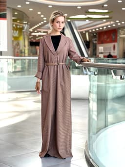 Tailcoat Dress — Sand & Burgundy