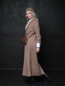 Tailcoat Dress — Sand & Burgundy
