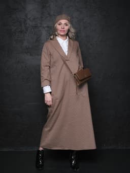 Tailcoat Dress — Sand & Burgundy