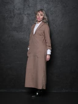 Tailcoat Dress — Sand & Burgundy