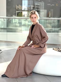 Tailcoat Dress — Sand & Burgundy