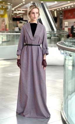 Tailcoat Dress — Grey & Burgundy Plaid