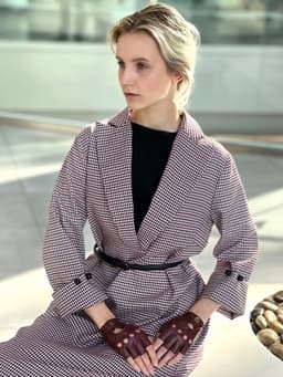Tailcoat Dress — Grey & Burgundy Plaid