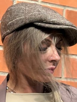 Men's Flat Cap — Brown Herringbone