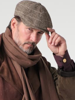 Men's Flat Cap — Brown Herringbone
