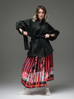 Printed Skirt, Belt & Top Set