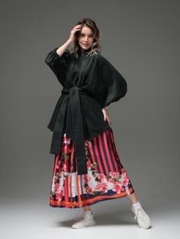Printed Skirt, Belt & Top Set