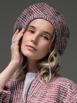 Oriental Beret — Burgundy, with Snood Hood Scarf