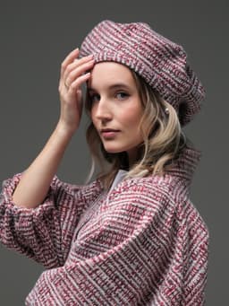 Oriental Beret — Burgundy, with Snood Hood Scarf