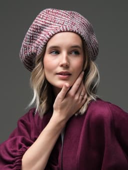 Oriental Beret — Burgundy, with Snood Hood Scarf