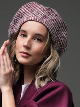 Oriental Beret — Burgundy, with Snood Hood Scarf