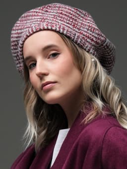 Oriental Beret — Burgundy, with Snood Hood Scarf