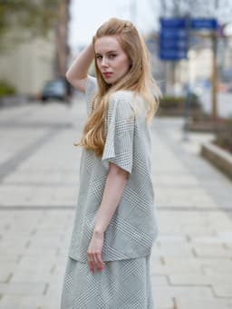 Top & Palazzo Pants Set — Olive Plaid