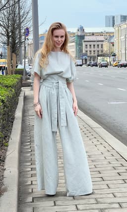 Top & Palazzo Pants Set — Olive Plaid