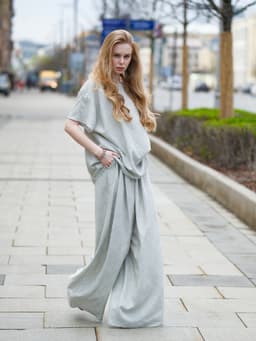 Top & Palazzo Pants Set — Olive Plaid