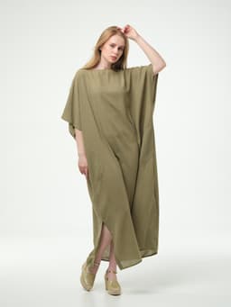 Crinkled Abaya — Khaki, with Sash