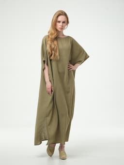 Crinkled Abaya — Khaki, with Sash