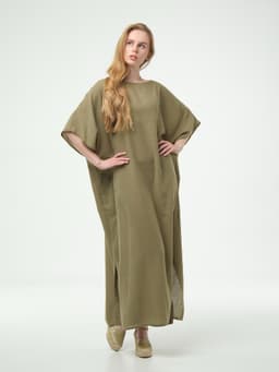 Crinkled Abaya — Khaki, with Sash