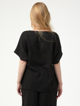 Crinkled Blouse — Black